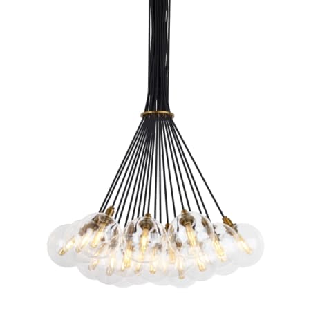 Visual Comfort Gambit 19 Light Multi Light Pendant with Glass Globe Shades Aged Brass / Clear