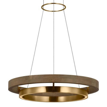 Visual Comfort Grace 24" Wide LED Ring Chandelier Natural Brass / Weathered Oak