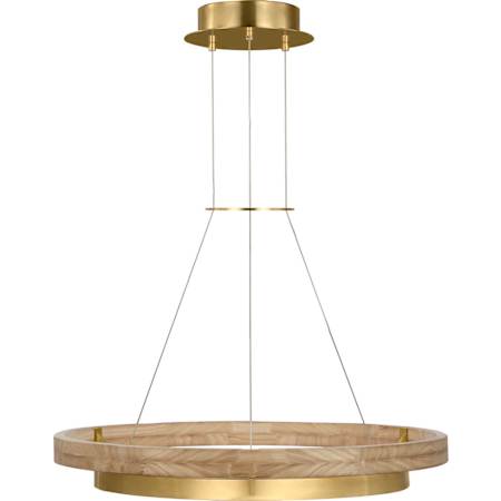Visual Comfort Grace 30" Wide Ring Chandelier Hand Rubbed Antique Brass / Natural Oak