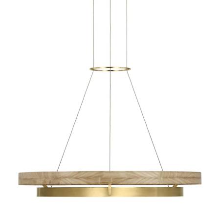 Visual Comfort Grace 30" Wide Ring Chandelier Hand Rubbed Antique Brass / Natural Oak
