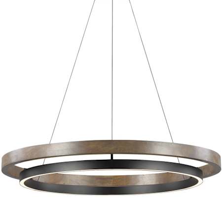 Visual Comfort Grace 36" Wide LED Ring Chandelier Matte Black / Weathered Oak Wood