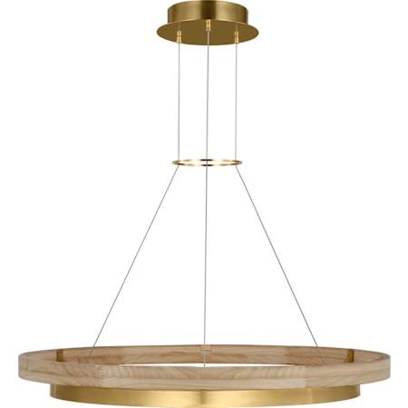 Visual Comfort Grace 36" Wide Ring Chandelier Hand Rubbed Antique Brass / Natural Oak