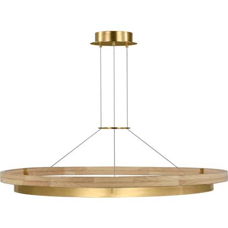 Visual Comfort Grace 48" Wide Ring Chandelier Hand Rubbed Antique Brass / Natural Oak