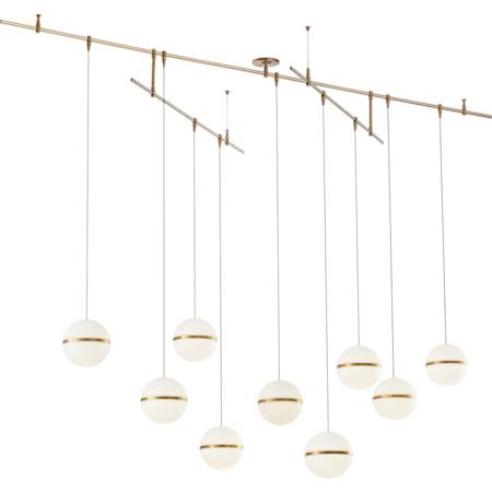 Visual Comfort Hanea 9 Light 96" Wide LED Linear Chandelier Natural Brass