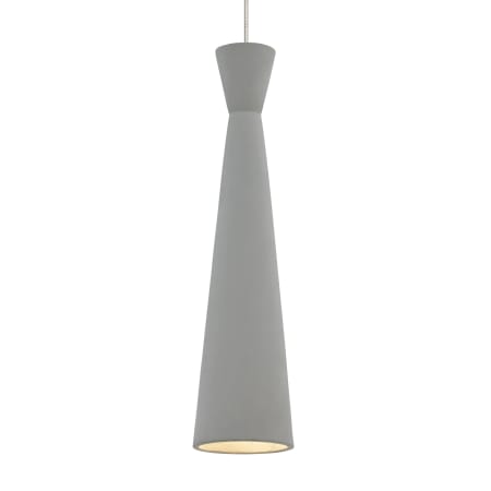 Visual Comfort Windsor 5" Wide LED Mini Pendant for Kable Lite System with a Gray Shade and LED Bulb Satin Nickel