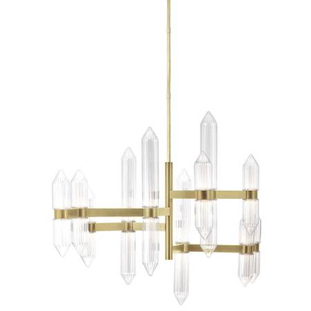 Visual Comfort Langston 12 Light 35" Wide LED Crystal Chandelier Plated Brass