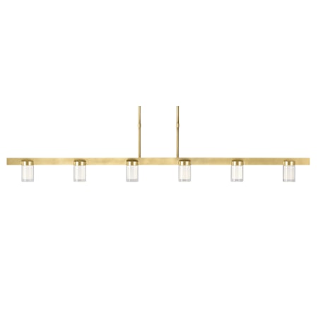 Visual Comfort Esfera 6 Light 60" Wide LED Linear Chandelier -277 Natural Brass