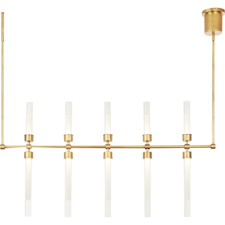Visual Comfort Linger 10 Light 3" Wide LED Linear Chandelier Natural Brass