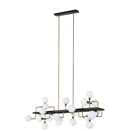 Visual Comfort Viaggio 25 Light 56" Wide LED Linear Chandelier Opal / Brass / 3000K