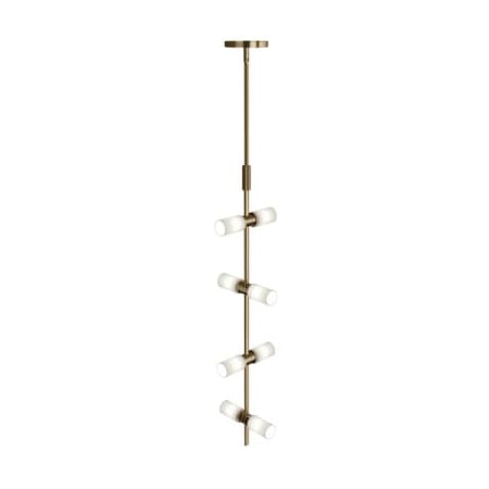 Visual Comfort ModernRail 8 Light 12-13/16" Wide LED Pendant with Surface Transformer and Opal Cylinder Shades Aged Brass / Glass Cylinders