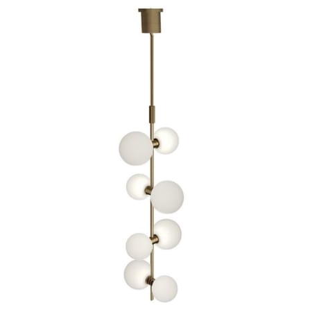 Visual Comfort ModernRail 8 Light 8-7/8" Wide LED Pendant with Surface Transformer and Opal Glass Orb Shades Aged Brass / Glass Orbs