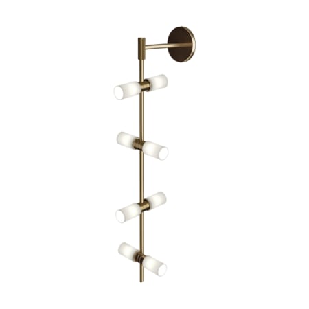 Visual Comfort ModernRail 36" Tall Integrated LED Wall Sconce with 24v Remote Transformer Ceiling Canopy and Frosted Glass Cylinder Shades Aged Brass / Glass Cylinders