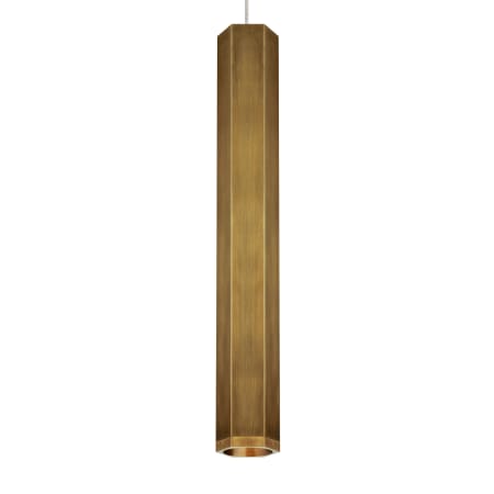 Visual Comfort Blok Mini Shaded Pendant Aged Brass Shade with Aged Brass Finish