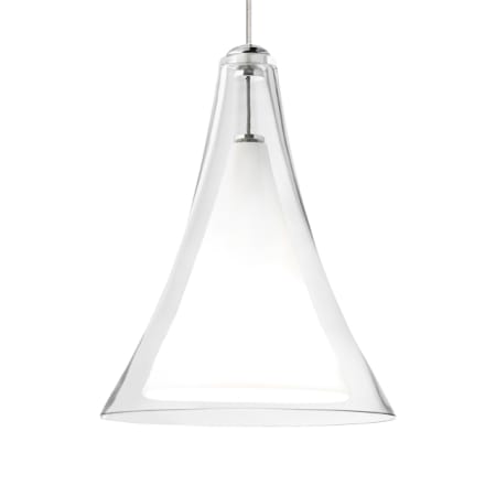 Visual Comfort Melrose II MonoRail LED Mini Pendant with Shade Satin Nickel / Clear Shade