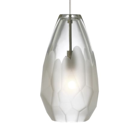 Visual Comfort Briolette LED Shaded Mini Pendant Satin Nickel / Frost / 3000K