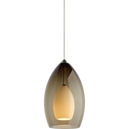 Visual Comfort Fire Mini Pendant with Clear Shade Smoke with Satin Nickel finish