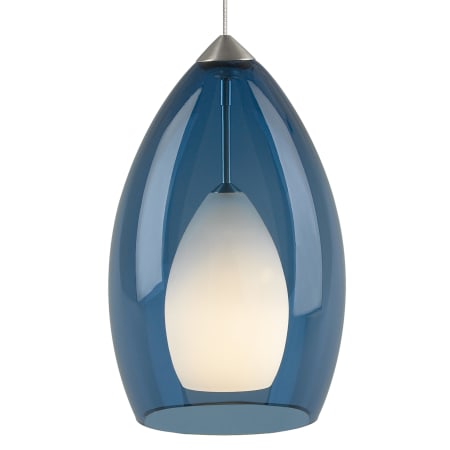 Visual Comfort Fire Mini Pendant Blue with Satin Nickel finish