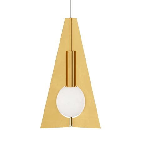Visual Comfort Orbel 6" Wide LED Mini Pendant with Frosted Shade Natural Brass