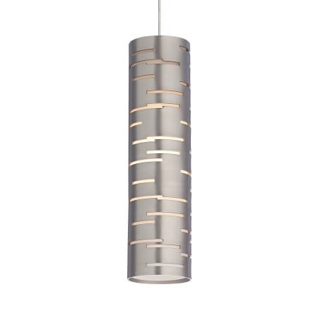 Visual Comfort Revel Mini Cylinder Shaded Pendant Satin Nickel with Antique Bronze finish