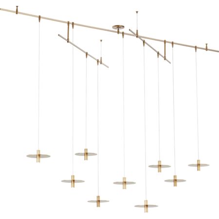 Visual Comfort Ponte 9 Light 96" Wide LED Linear Chandelier Natural Brass