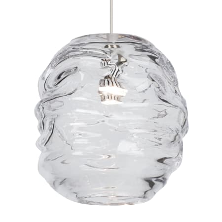 Visual Comfort Audra Grande 8" Wide LED Mini Pendant Clear Shade with Satin Nickel Finish