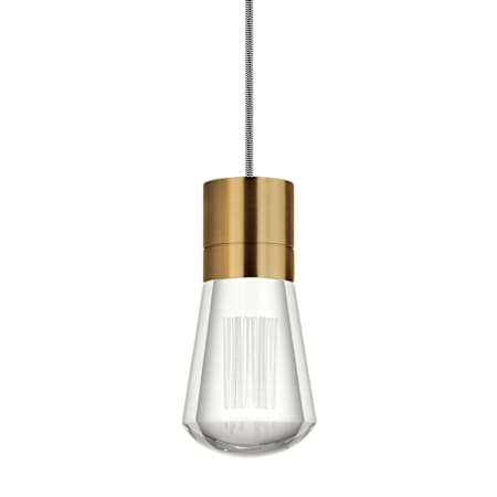 Visual Comfort Alva 7 Light 4" Wide LED Multi Light Pendant with Black and White Cord - 2200K Aged Brass