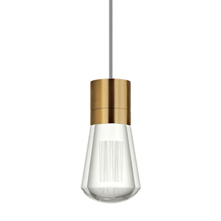 Visual Comfort Alva 7 Light 4" Wide LED Multi Light Pendant with Gray Cord - 2200K Aged Brass