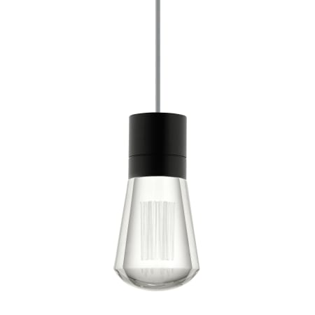 Visual Comfort Alva 4" Wide LED Mini Pendant with Gray Cord - 2200K Black