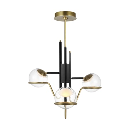 Visual Comfort Crosby 27" Wide LED Multi Light Pendant Black / Natural Brass