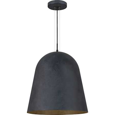 Visual Comfort Fett Single Light 17-11/16" Wide Line-Voltage Suspension LED Pendant with Sand Cast Aluminum Shade Weathered Zinc