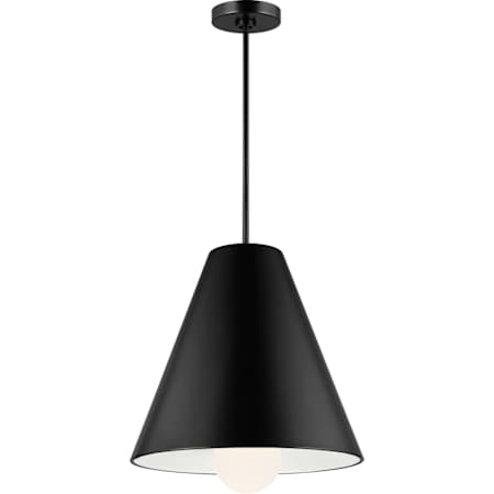 Visual Comfort Joni Single Light 17" Wide LED Pendant Matte Black / 3000K