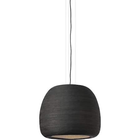 Visual Comfort Karam 1 Light Pendant with Hand-Painted Ceramic Shade Black / Black