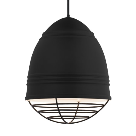Visual Comfort Loft Grande 3 Light 17" Wide LED Pendant with Aluminum Dome Shade with 2700K LED Bulbs Rubberized Black w/ Black Cage