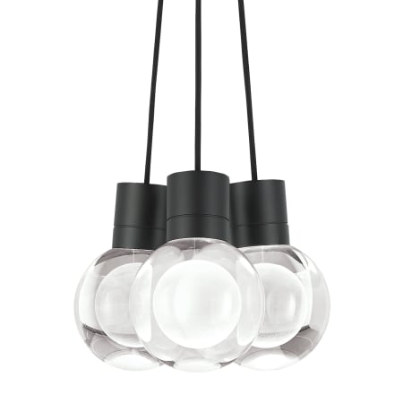 Visual Comfort Mina 3 Light 9" Wide LED Multi Light Pendant with Black and White Cord - Adjustable Color Temperature Black
