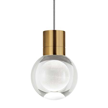 Visual Comfort Mina 3 Light 9" Wide LED Multi Light Pendant with Black and White Cord - 3000K Aged Brass