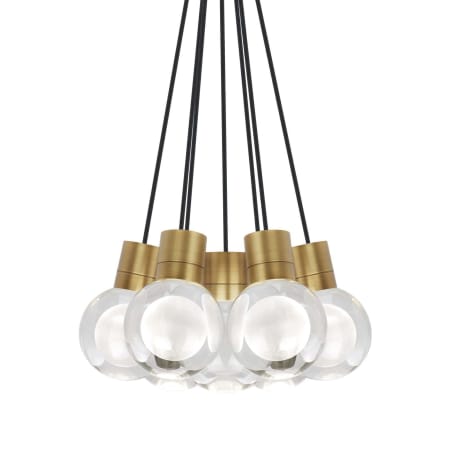 Visual Comfort Mina 14" Wide LED Natural Brass Multi Light Pendant Black