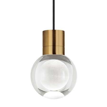 Visual Comfort Mina 7 Light 15-3/32" Wide LED Multi Light Pendant with a Clear Outer and Inner Etched Glass Spheres - 3000K Aged Brass / Black Cord