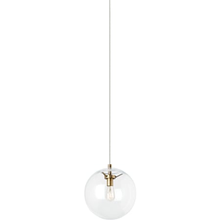 Visual Comfort Palona 14" Wide LED Pendant with Clear Glass Shade and LED Bulb with Adjustable Color Temperature Aged Brass