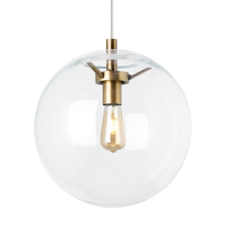 Visual Comfort Palona 14" Wide LED Pendant with Clear Glass Shade and LED Bulb with Adjustable Color Temperature Aged Brass
