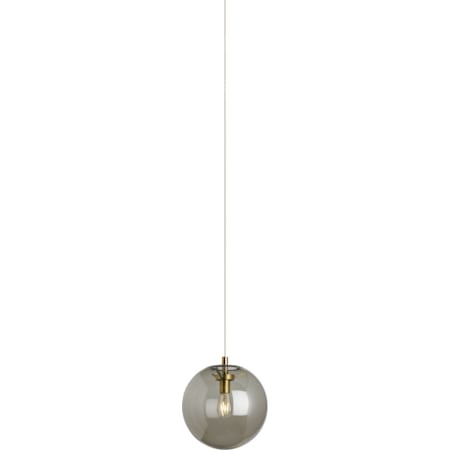 Visual Comfort Palona 14" Wide Pendant with Smoked Glass Shade Aged Brass