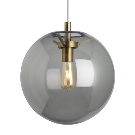 Visual Comfort Palona 14" Wide Pendant with Smoked Glass Shade Aged Brass