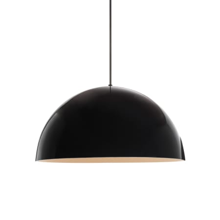 Visual Comfort Powell Street Line-Voltage 1 Light Gloss Black / White Spun Metal Shade Pendant Black with Black finish