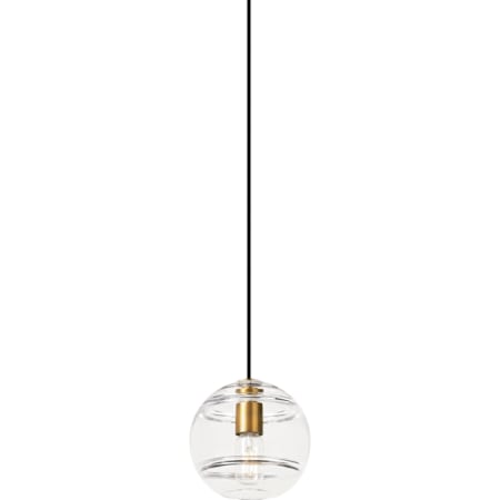 Visual Comfort Sedona Grande Single Light 7-1/12" Wide Line-Voltage Suspension LED Pendant with a Smooth Transparent Glass Shade Clear Shade with Aged Brass Finish / 2700K