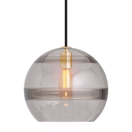 Visual Comfort Sedona 12" Wide LED Pendant with Smoked Glass Shade and LED Bulb Aged Brass