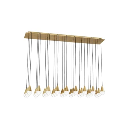 Visual Comfort Cupola 27 Light 13" Wide LED Crystal Linear Chandelier Natural Brass