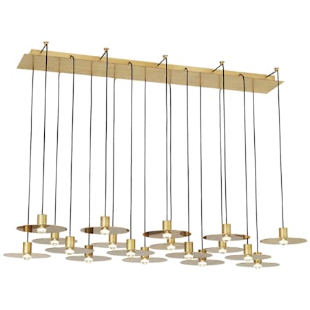 Visual Comfort Eaves 18 Light 17" Wide LED Linear Chandelier Natural Brass