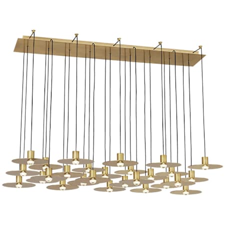 Visual Comfort Eaves 27 Light 19" Wide LED Linear Chandelier Natural Brass