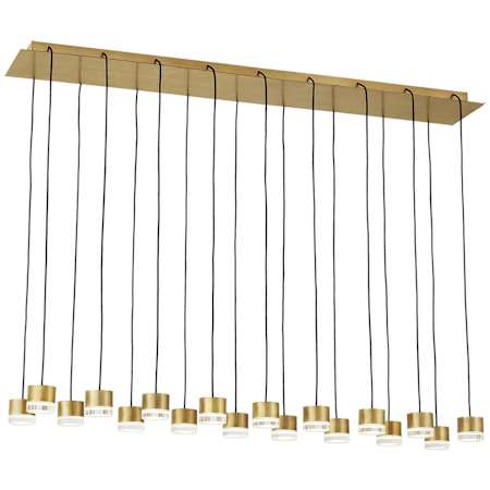 Visual Comfort Gable 18 Light 11" Wide LED Crystal Linear Chandelier Natural Brass