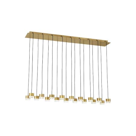 Visual Comfort Gable 18 Light 11" Wide LED Crystal Linear Chandelier Natural Brass