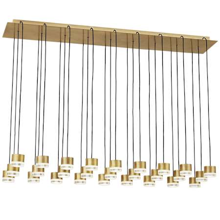Visual Comfort Gable 27 Light 13" Wide LED Crystal Linear Chandelier Natural Brass